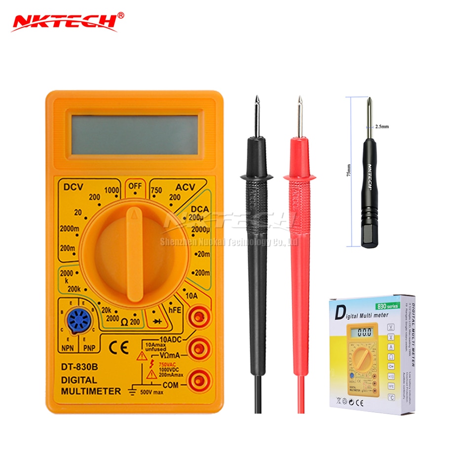Yellow Digital Multimeter DT-830B Electric Voltmeter Ammeter Ohm Tester Digital Multimeter original retail box DT830B