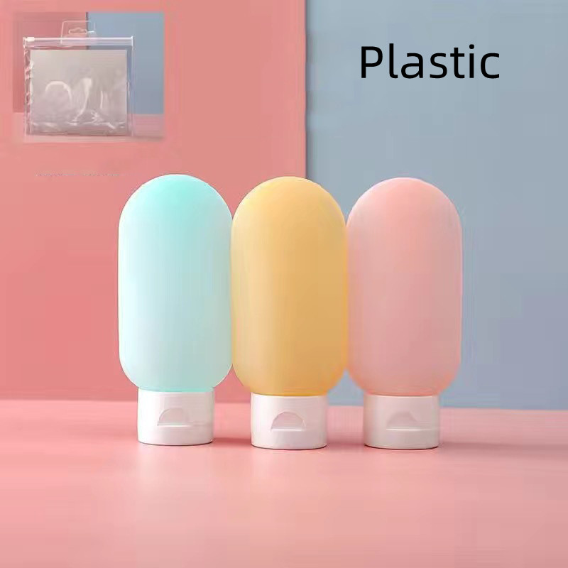 Bouteille de voyage Portable en Silicone, stockage de cosmétiques, bouteille de Lotion rechargeable, conteneur de shampoing étanche, Tube à presser, bouteille vide: Black