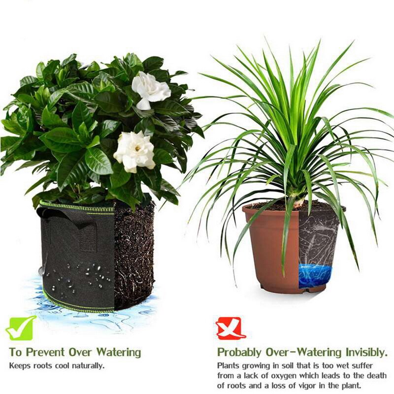 5Pcs Breathable Aeration Fabric Pots with Handles Planting Container Vegetable/Flower/Plant Grow Nursery Bags Pot 3/5/7gallon