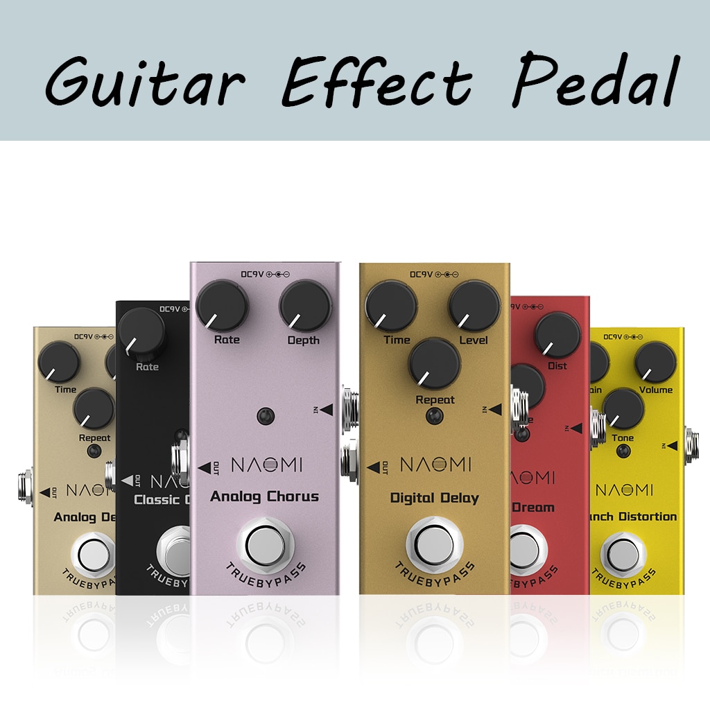 Pedal efecto guitarra distorsión/retardo/efectos de coro Pedal efecto guitarra True Bypass DC 9V 1A Adaptador 3 vías Pedal efecto guitarra