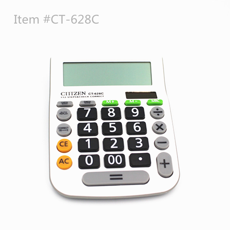 12 Digit Desk Calculator Large Buttons Financial Business Accounting Tool white big buttons CT-628C