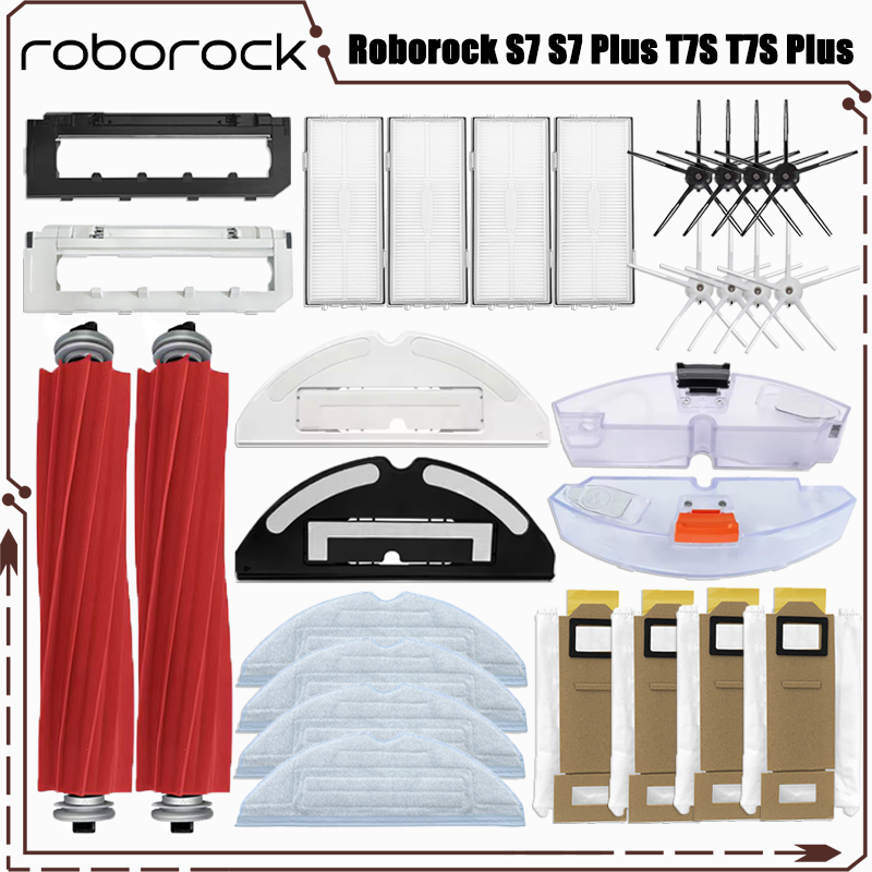 Accessoires pour aspirateur robot Roborock S7 S7 Plus T7S T7S Plus, brosse principale, filtre Hepa, vadrouilles, sac à poussière, pièces de rechange