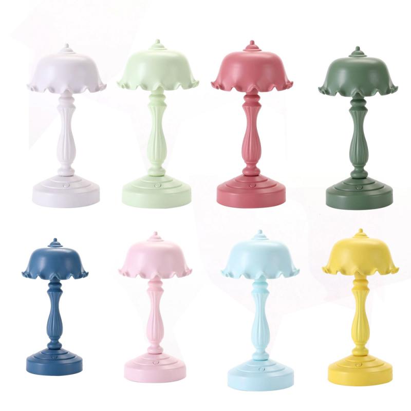 1PC Mini Night Light For Dormitory Nostalgic Retro Style Rechargeable Table Lamp Bedroom Bedside LED Eye Lamp
