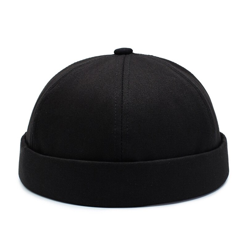 Hot! Beanie Men Women Retro Brimless Portable Adjustable Hip Hop Hat Skull Cap Solid Color Wonderful Gift: Black