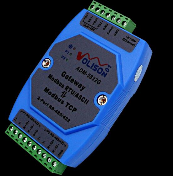 ADM-5832G Industrial 2-Port Modbus gateway server, MODBUS RTU/ASCII to Modbus TCP, support PLC serial port