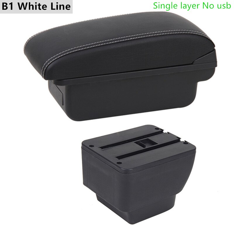 Armrest Box for Mazda 2 Leather Arm Rest Center Console Storage USB Car Accessory: B1 White Line