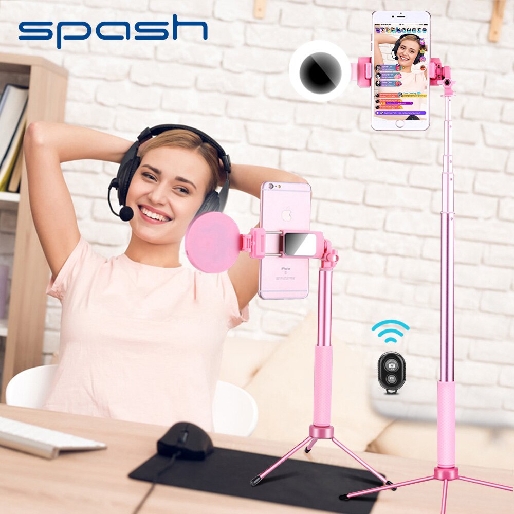 Spash 170cm Selfie bâton rotatif multifonction trépied remplir lumière Bluetooth télécommande Selfiestick pour Smartphone iPhone