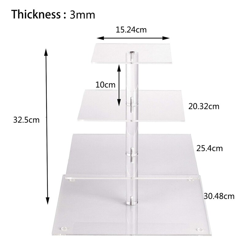 4 Tier Transparent Wedding Party Acrylic Cupcake Display Tree Tower Stand
