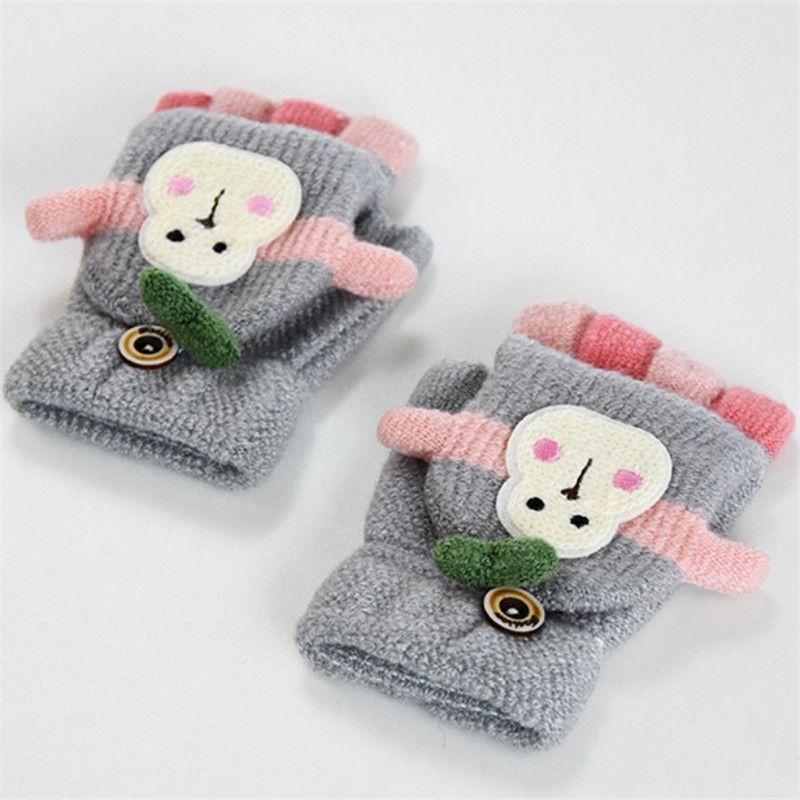 Leuke Baby Handschoenen Winter Warm Kids Handschoenen voor 1 tot 5 Y Kind Handschoenen Kindje Vinger Handschoenen met Flip Wanten: green