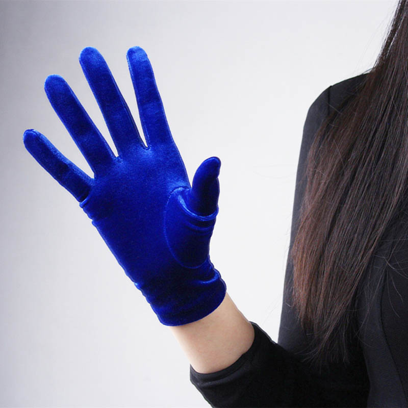 Grün Blau Damen Elegante Samt Handschuhe Abendkleid Party Elastische dehnbar Frauen Spectial Occastion Finger Handschuhe eins Größe