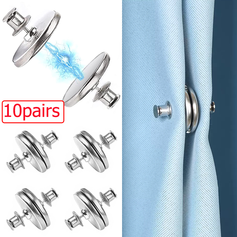 10 Paar Gordijn Magnetische Knop Spijkervrij Afneembaar Raam Gordijn Dicht Magneet Gesp Aanpassing Gordijn Clip Kamer Accessoires