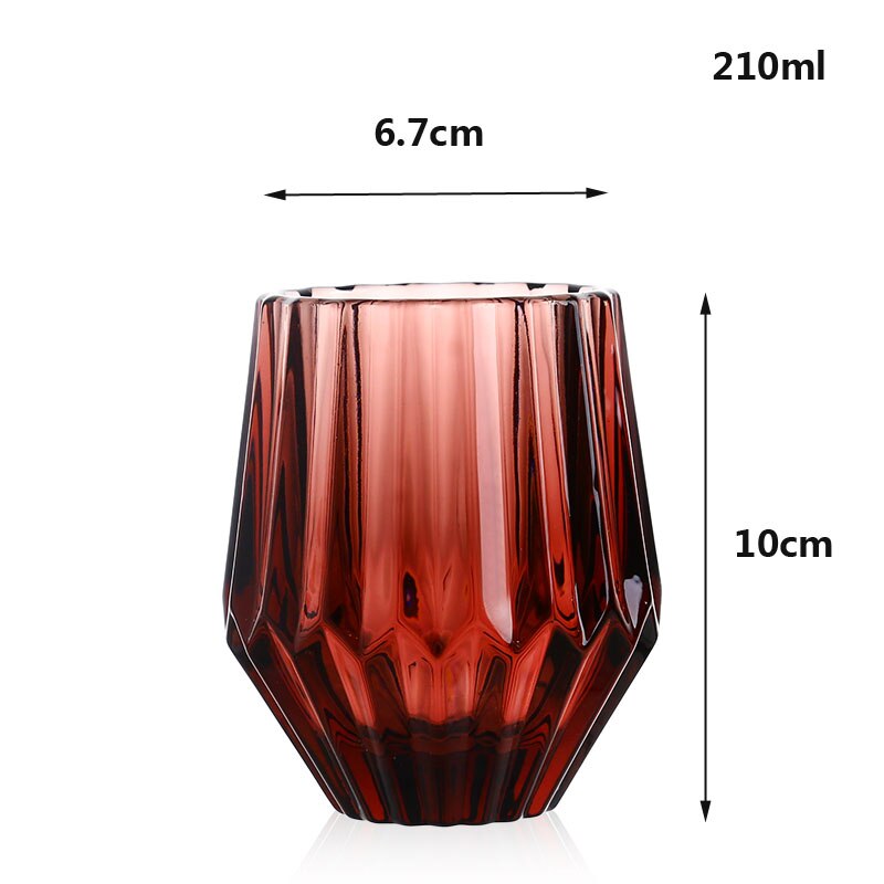 Retro loodvrij Kristal glas Cups Kleurrijke glas Whisky Glas Hoge Capaciteit Bier Glas Wijn Beker Bar Hotel Party drinken ware: Wine red 210ml