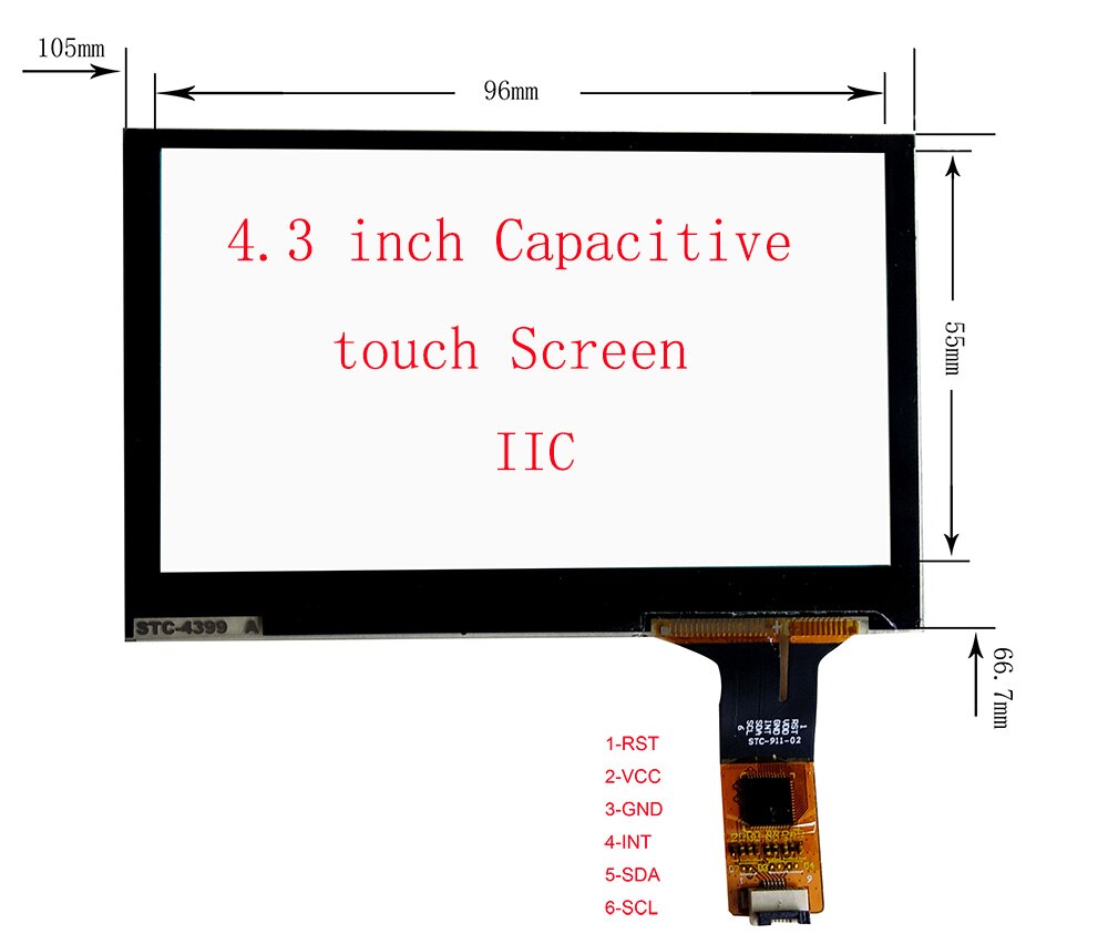 4,3/5/6.1/6.2/6.5/6.9/7/8/9/10. Panel táctil del Sensor de la pantalla táctil capacitiva de 1 pulgada, GT911 928 9271 615 Universal: 4.3 inch