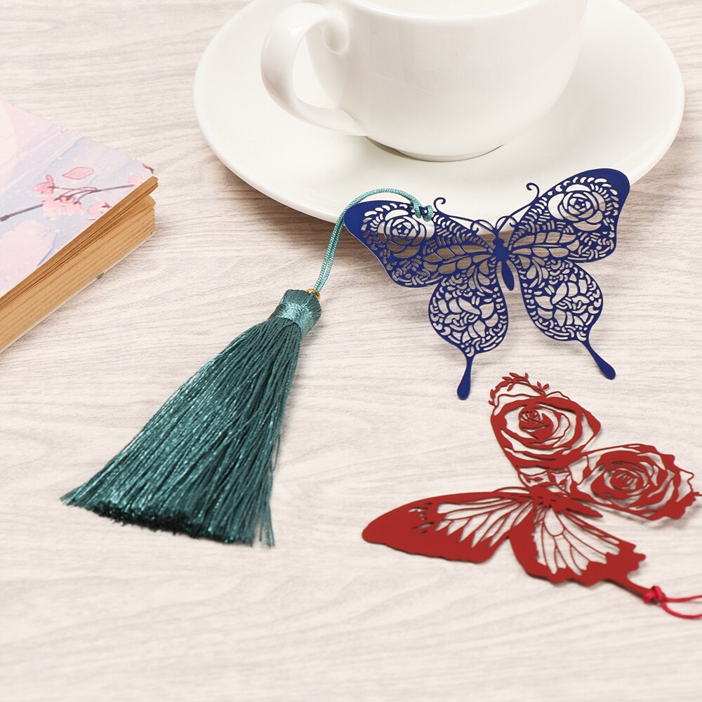 Metal Butterfly Bookmark Cartoon Tassel Bookmarks Ribbons Long Tail Marker Student Stationery Office School Supplies