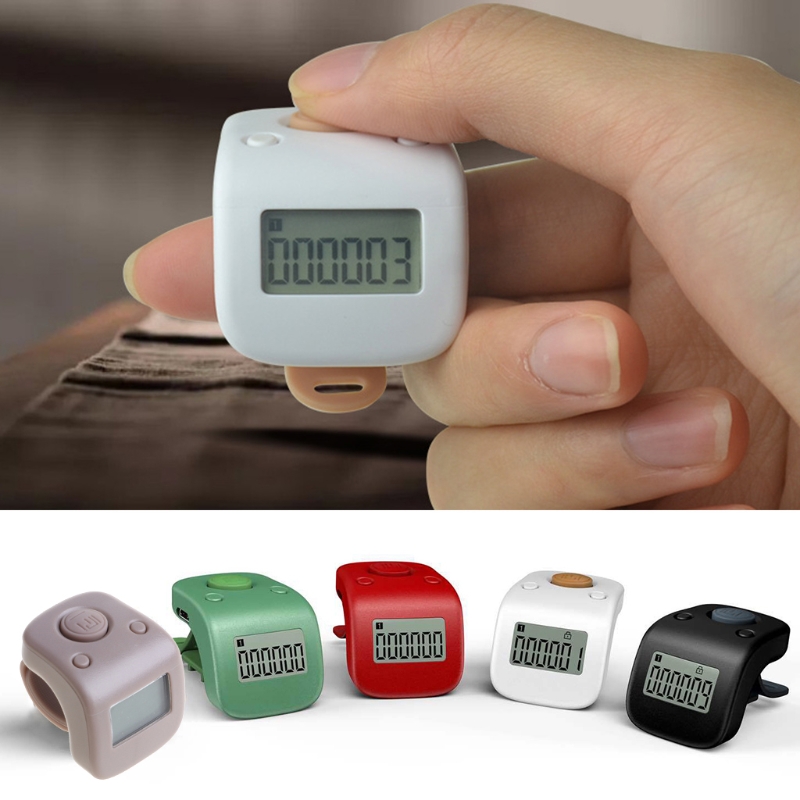Digital genopladelig 6 cifret tæller buddha perler bøn klikker 6 kanals lcd finger ring hånd tally tæller