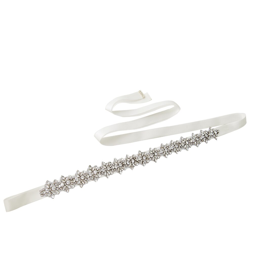 Trixy S269-S Bruiloft Riemen Zilveren Diamanten Riem Verbazingwekkende Crystal Rhinestone Riem Glanzend Bruids Riem Bruiloft Sjerpen Jeweled Riem: off white