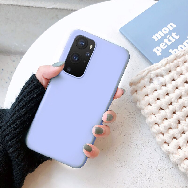 Case Voor Oneplus 9 Pro Cover Dunne Matte Soft Tpu Geen Vingerafdruk Beschermende Shell Funda Caps: For oneplus 9 pro / light purple
