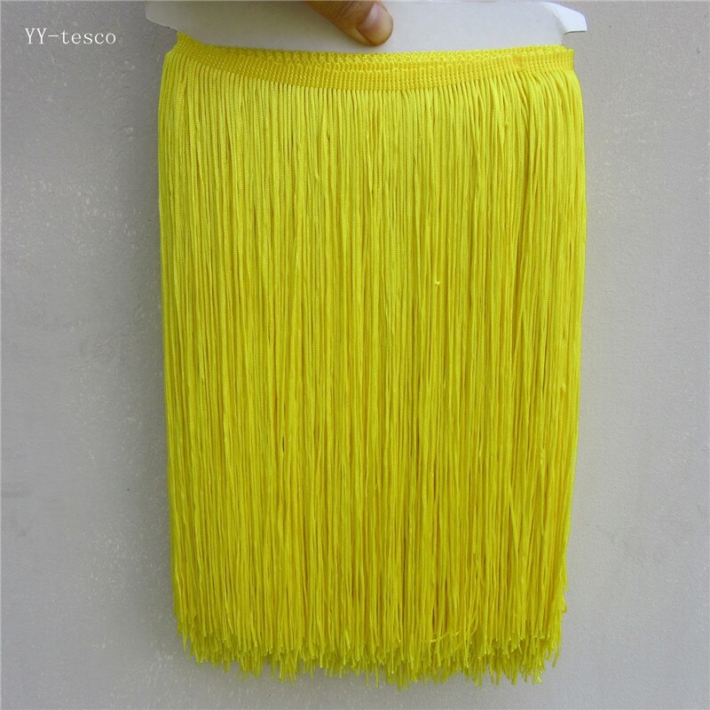 Franges en dentelle Polyester noir 10 mètres | Ruban d'habillage à coudre, robe style Latin, rideau de vêtement sur scène, accessoires largeur 30cm: Yellow