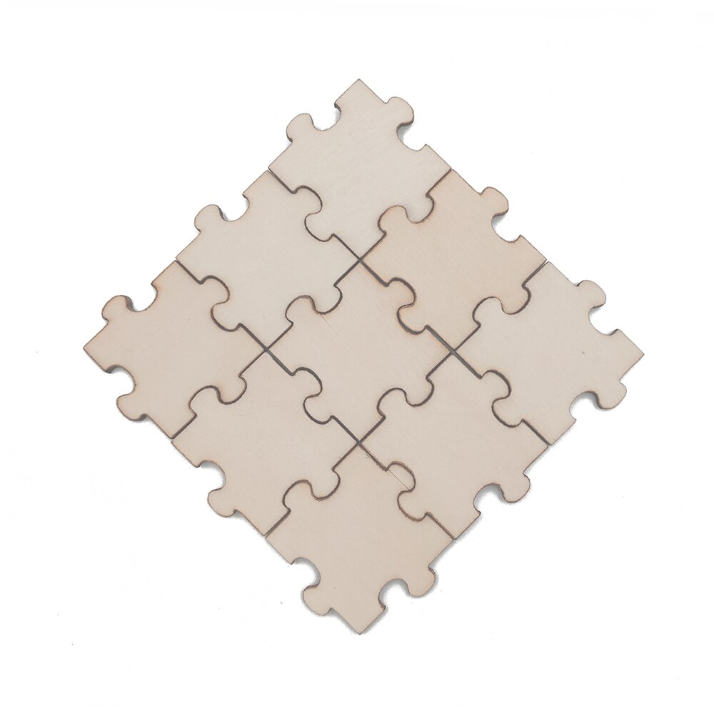 50pcs Blank Wooden Puzzle Unfinished Wood Blank Puzzles Pieces DIY Blank Puzzle for Wedding Family Birthday Calendar