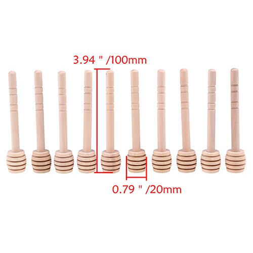Agitadores de madera de 8/10cm para miel, Mini cuchara para miel, palitos, mango largo para tarro, palitos para coleccionar, accesorio para miel 10 Uds.: 10 cm