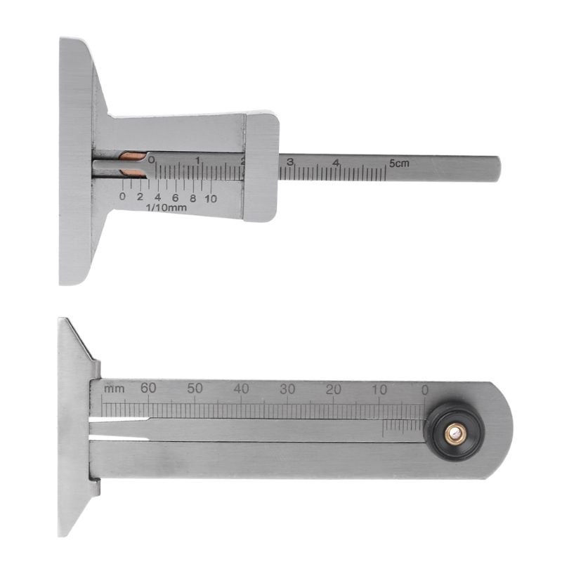 Calibrador de profundidad Vernier para neumáticos de coche, regla de acero inoxidable, herramienta de medición para Moto y camión, 0-60mm/0-50mm