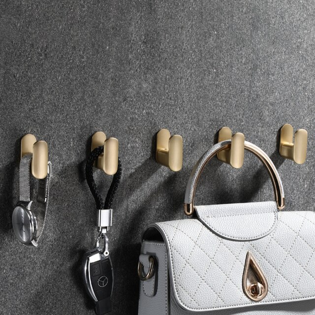 Geborsteld Goud Jas Haak Badkamer Muur Haak Deur Terug Haak Enkele Jas Haak Wc Handdoek Haak Messing Materiaal: 5 pcs