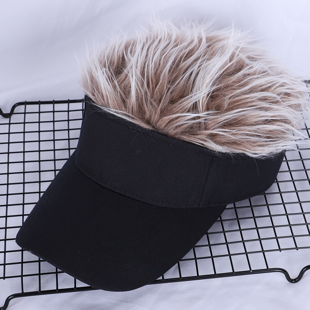 Baseball Cap With Spiked Hairs Wig Baseball Hat With Spiked Wigs Men Women Casual Concise Sunshade Adjustable Sun Visor: Khaki