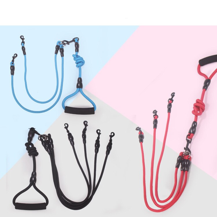 2/3/4 manier Koppelingen Pet Walking Leash Gevlochten Nylon Elastische Hond Kraag Riem Touw Dubbele Hoofd verstelbare Training Lead Harness