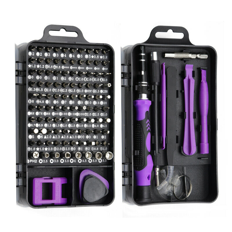 115 st skruvmejsel set mini precisionsskruvmejsel multi dator pc mobiltelefon enhet reparation isolerade handverktyg för hem: Lila