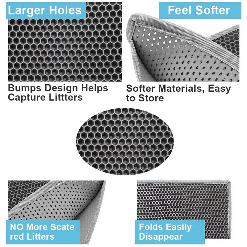 Cat Litter Mat EVA Double-Layer Cat Litter Trapper Mats with Waterproof Bottom Layer Premium Floor and Carpet Cat Bed 29