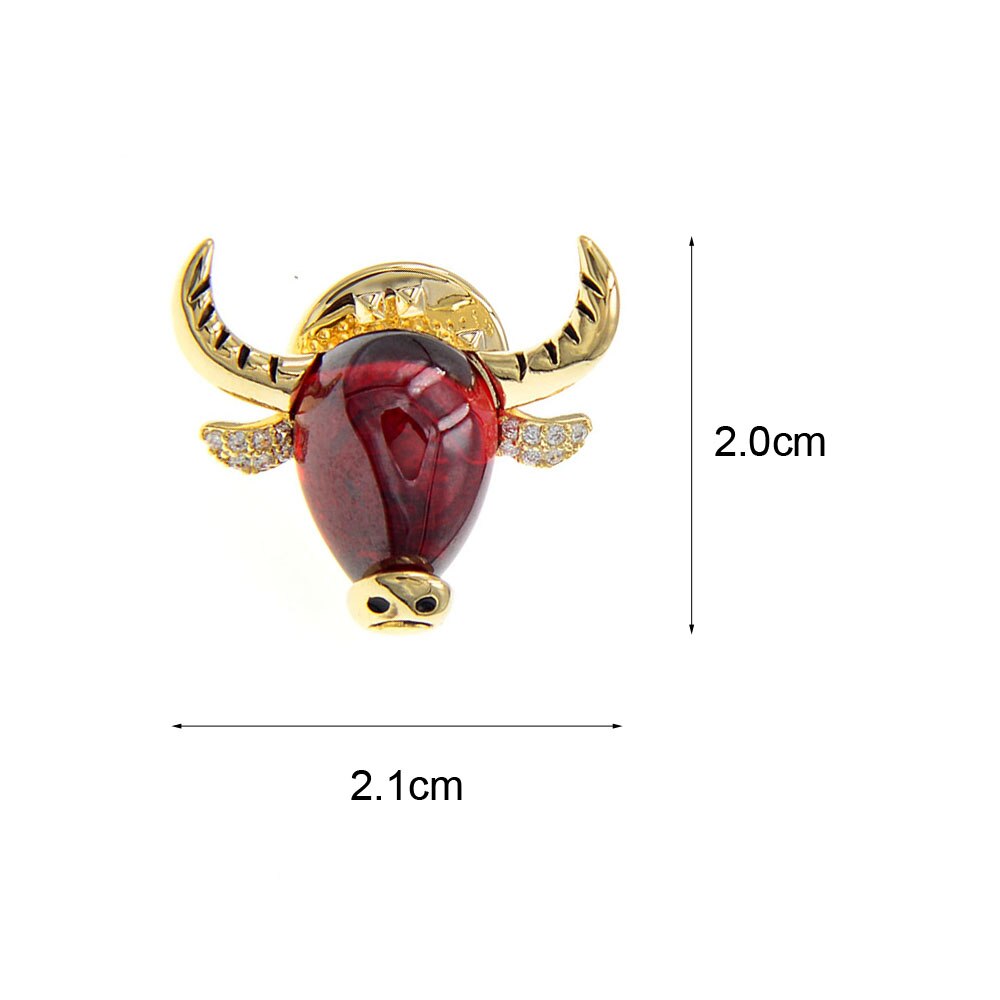 CINDY XIANG Crystal Bull Head Collar Pin Brooch Cubic Zirconia Cattle Brooches For Women And Men Small Zodiac Animal