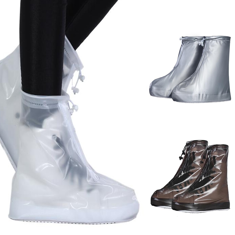 1 paar waterdichte beschermhoezen voor schoenen, unisex, regenhoezen met rits, hoge antislip regenhoezen, herbruikbare hoezen