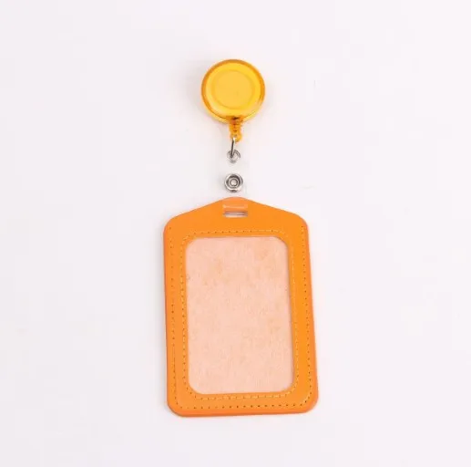 1 Set PU ID Staff Employee's Card Holder with Retractable Badge Reel Students Old People Bus Card Sleeve Pass Access Card Cover: Navy Blue