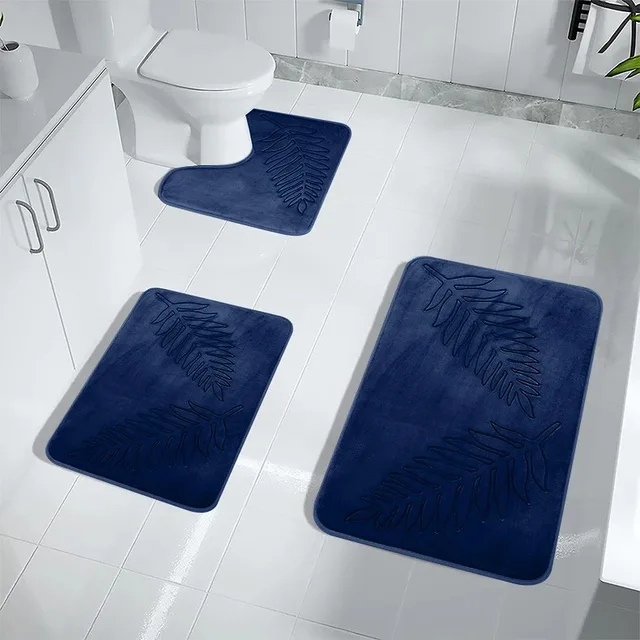 Memory Foam Bathroom Mat Carpet SuperSoft Absorbent BathroomMat Quick Dry Non-SlipWashableBathroom Floor Rug Toilet U-Shaped Mat: Clear
