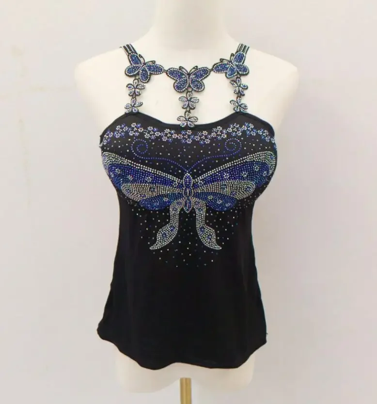 butterfly Women Camis Sexy Femme Padded Camisole Lady Rhainstones Gemstones Tanks Padded Tank Tops
