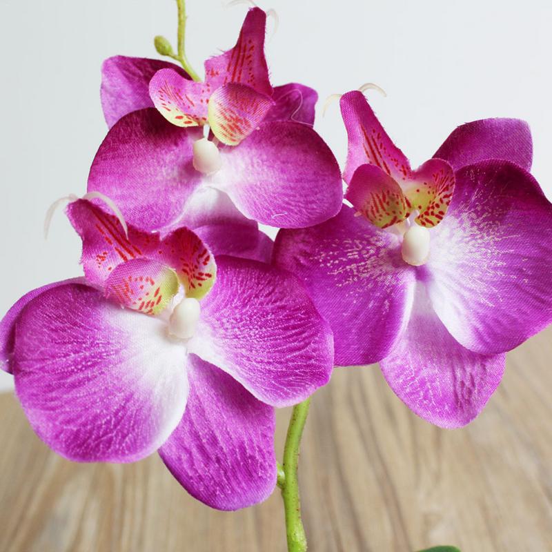 Kunstig blomst plast orkidé silke blomst hjem mini phalaenopsis simulering planter bryllupsfest dekoration blomst gren
