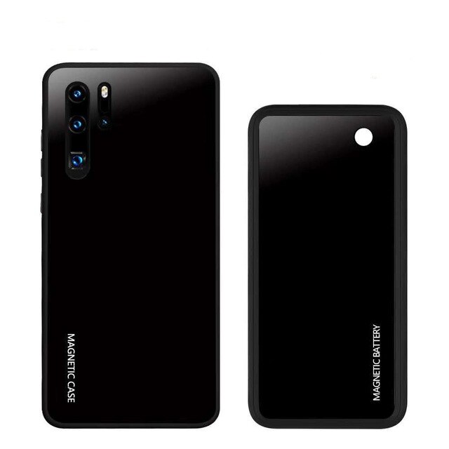 Draadloze Magnetische Acculader Gevallen Voor Huawei P30 Pro Batterij Case 5000Mah Draadloze Opladen Batterij Power Bank Cover Case: Black