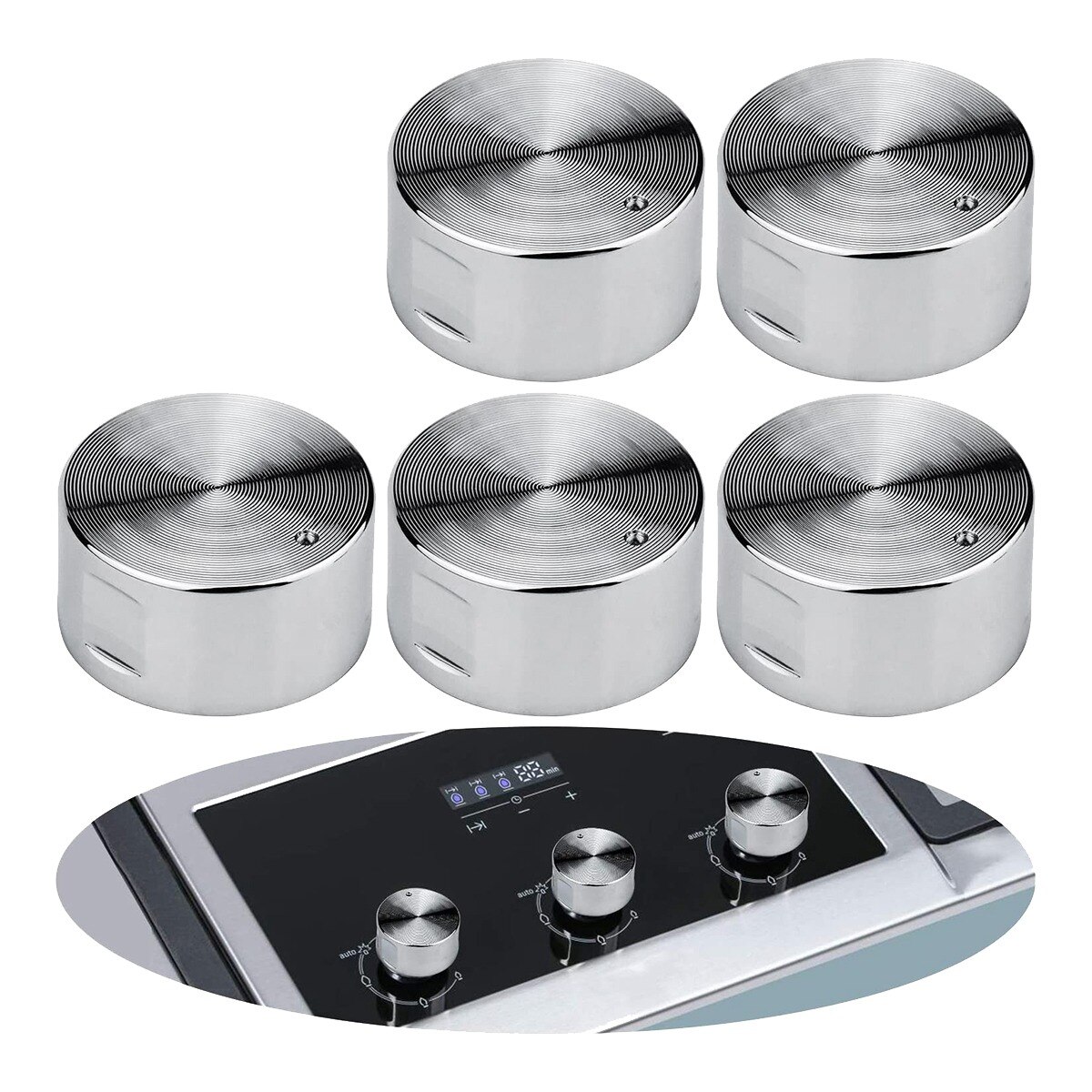 5Pcs Metal Gas Stove Knobs 6mm Cooker Control Range Oven Knob Burner Knob Gas Hob Switch Kitchen Replacement Accessories