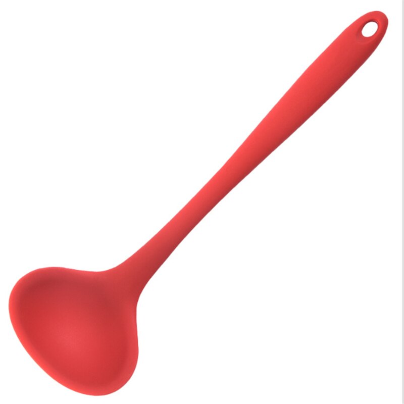 Cuchara sopera de silicona para cocina, utensilios de cocina antiescaldadura, cuchara, utensilios de cocina, forma de platos de cocina, 7z: Rojo