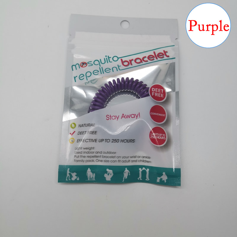 1pcs Draagbare Kleur Anti-Muggen Polsbandje Insect Bijen Muggen Repellent Armband Voor Thuis Outdoor Wandelen Kamp Ongediertebestrijding: Paars