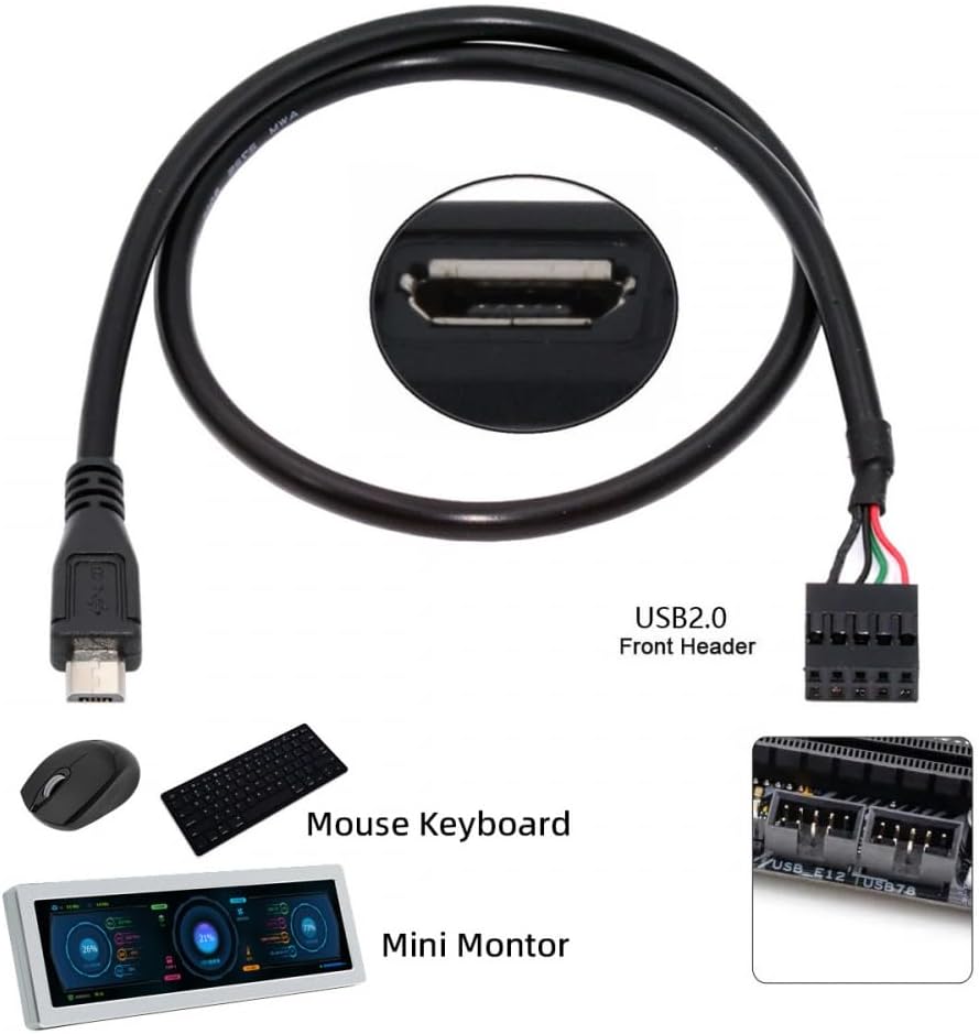 Cable USB 2.0 Motherboard 9pin 10pin Header to Micro USB 5Pin Cable for Mini Monitor Sensor Panel Camera
