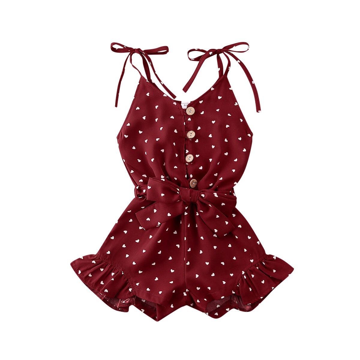 1-6Year Zomer Peuter Overalls Kids Baby Meisje Romper Hart gedrukt Jumpsuit een stuk: Rood / 4T