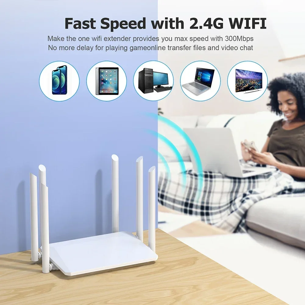 1200M Wireless Router External Antenna Modem Router Wide Coverage WiFi Repeater 2.4G 5G Home Office Amplification Signal Router