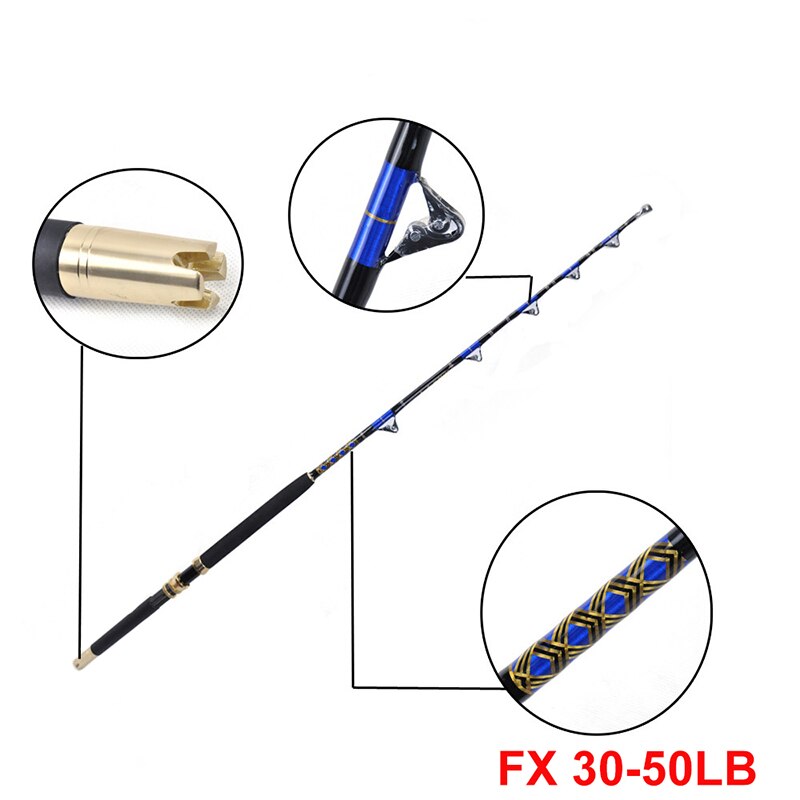 Caña de pescar de arrastre, caña de juego de carbono de 1,7 M, caña recta de nailon para pescar en agua salada, 50-80lbs 80-130lbs: FX 30-50lbs