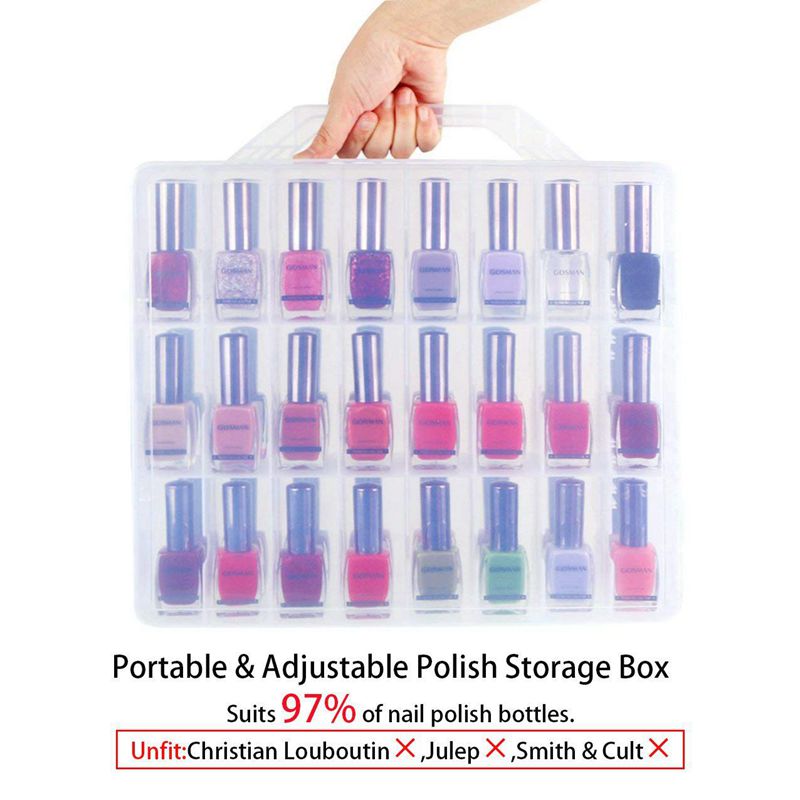 Soporte organizador de esmalte de uñas, organizador Universal portátil de doble cara y caja de almacenamiento de hilo para 48 botellas ajustable Di