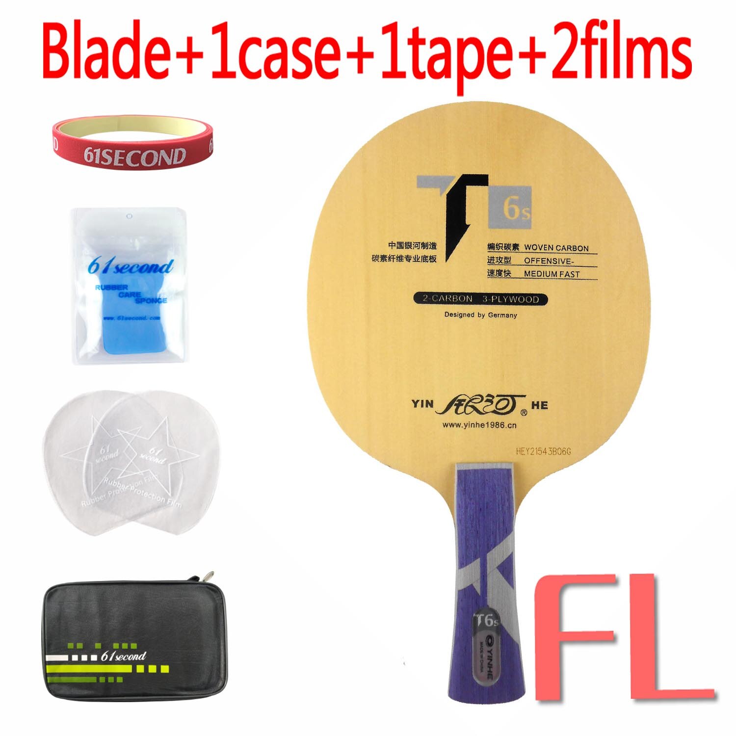 Yinhe T-6s T6 T6s cypress carbon Table Tennis Blade for Racket for 40+ material ball: FL with FM case