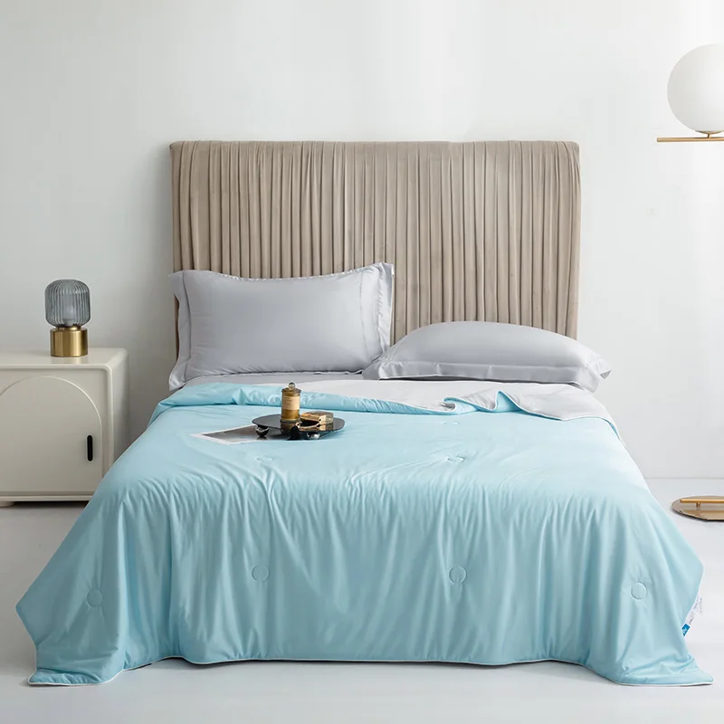 Manta de refrigeración para cama, edredón de aire acondicionado sedoso, ligero, frío de doble cara, tela de refrigeración, Verano: Twin / Azul cielo