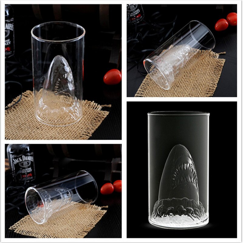 1 Piece Floating Shark Attack Shot Glass Mug / Shark Drinking Glass Cup Deep-sea Shark Drinking Glass: Default Title