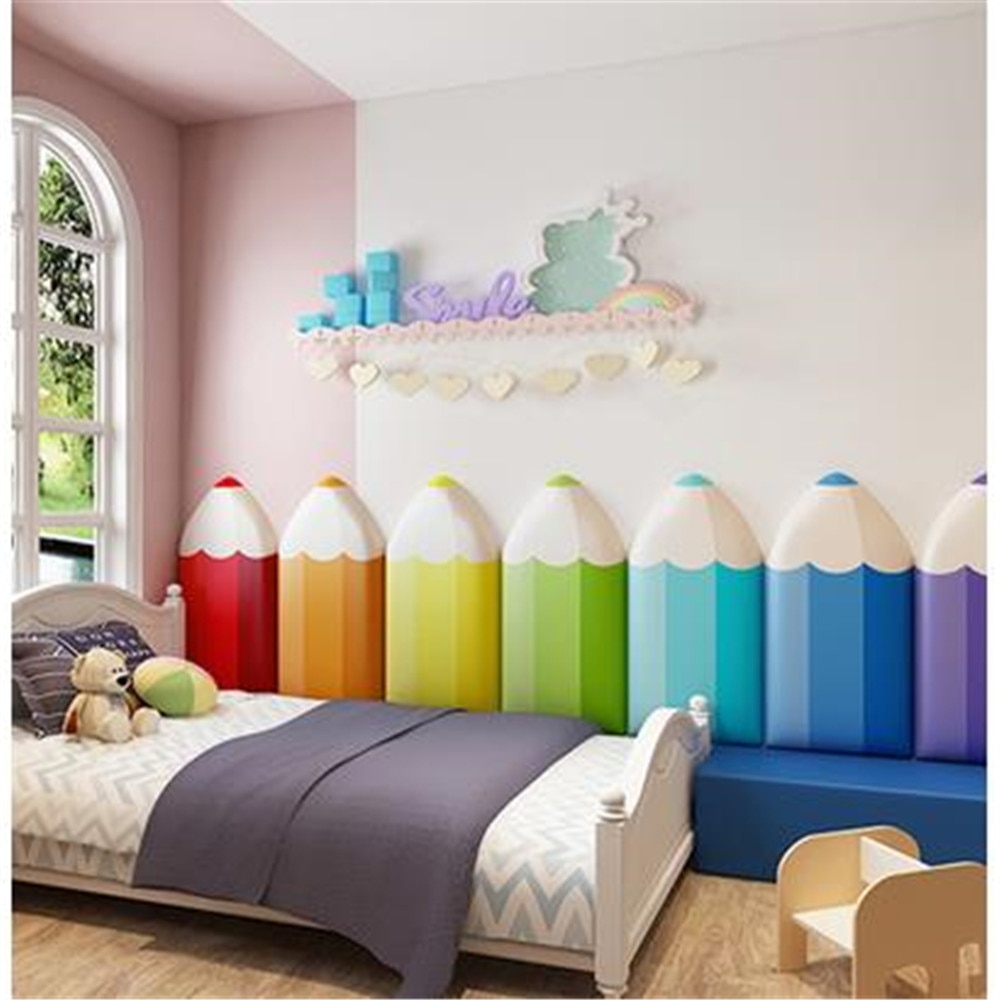 Vægpude vægdekoration børnehave søjle anti-kollision wallsticker sengekant blød taske