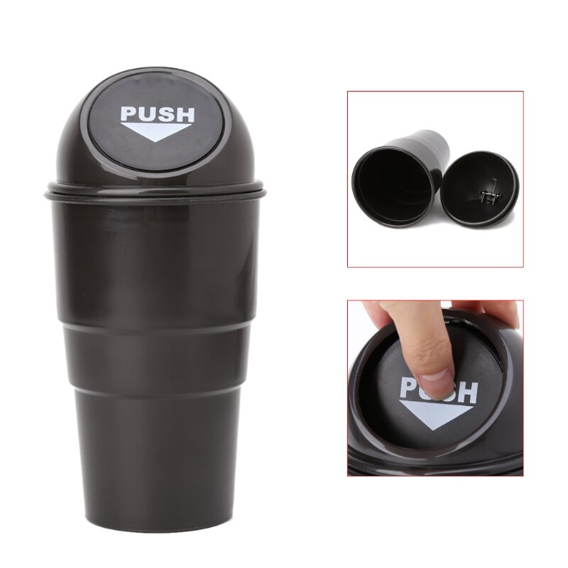 Black Plastic Cover Car Ashtray Trash Bin Garbage Container